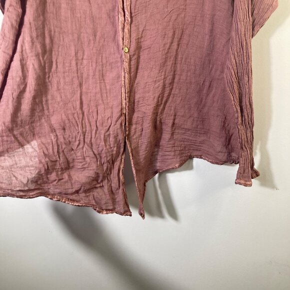 Womens J Morgan Puett Cotton Lagenlook Back Snap Tunic Asymmetrical Hem Brown O - Picture 8 of 11